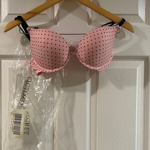 Victoria's Secret Pink & Black Polka Dot Push-Up Bra - Size 34 C